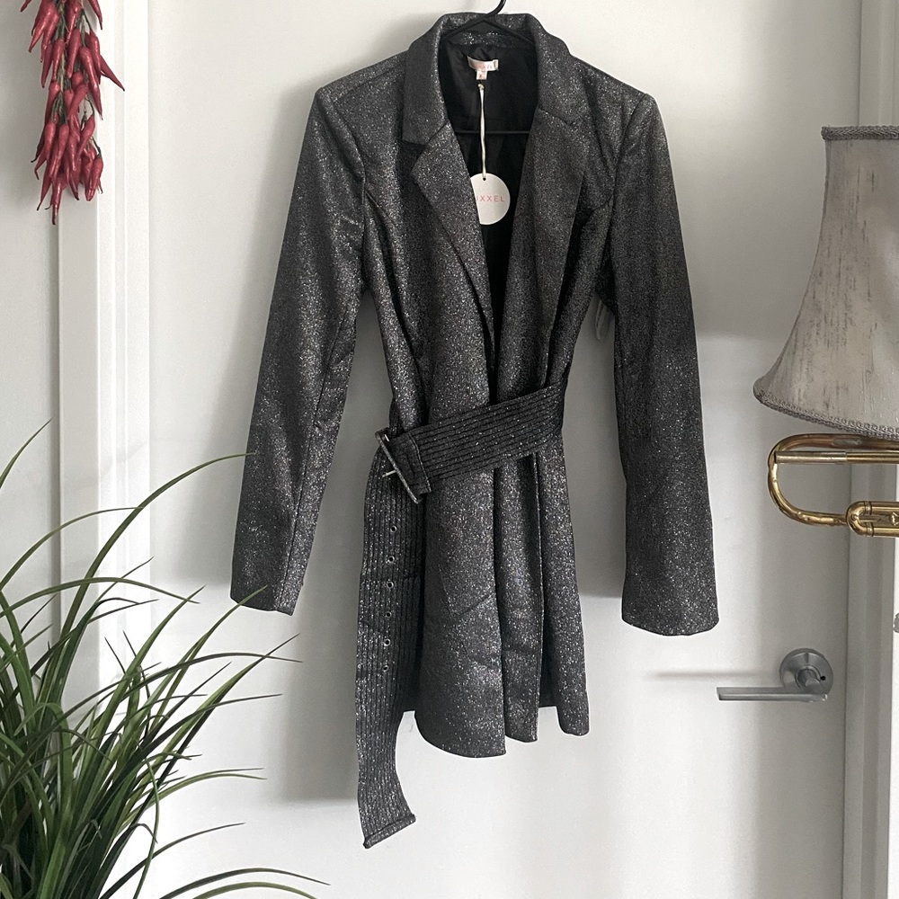 Shimmery jacket dress with belt